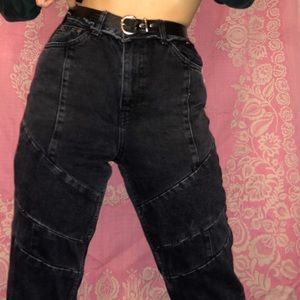 Never worn crazy edgy black panel high rise jeans.